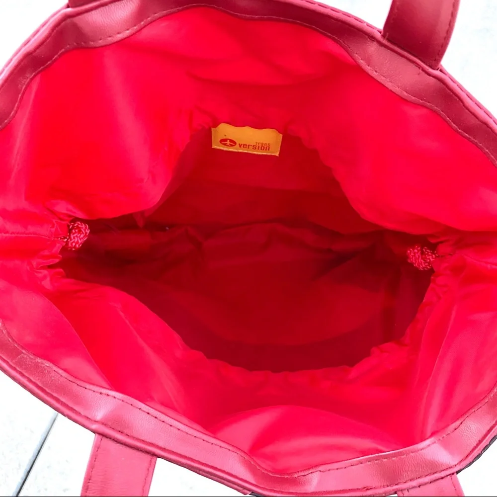 TRANSVERSION tote bag red shoulder purse vintage carry-on jet setter travel 70s